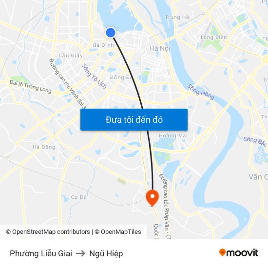 Phường Liễu Giai to Ngũ Hiệp map