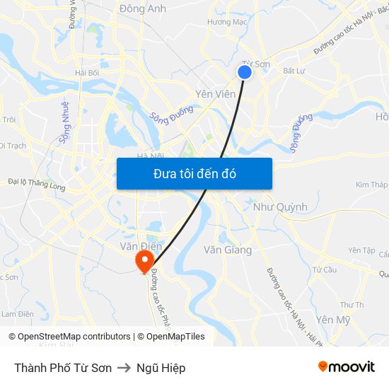 Thành Phố Từ Sơn to Ngũ Hiệp map