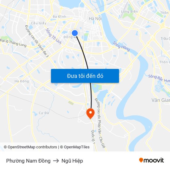 Phường Nam Đồng to Ngũ Hiệp map