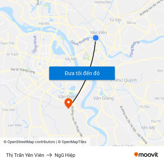 Thị Trấn Yên Viên to Ngũ Hiệp map