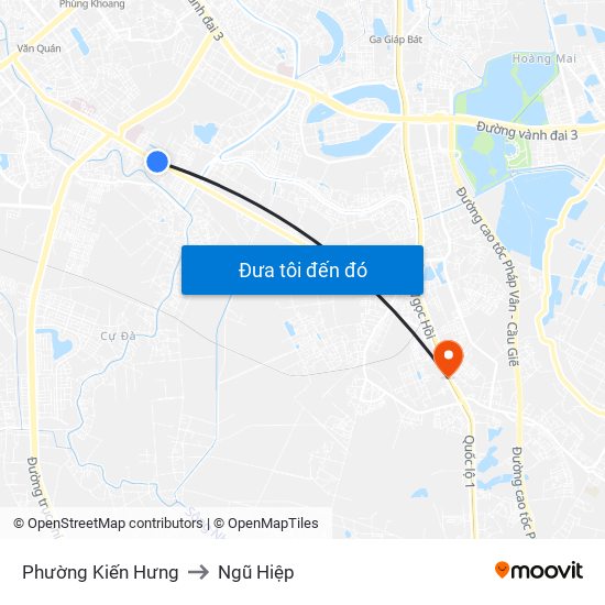 Phường Kiến Hưng to Ngũ Hiệp map