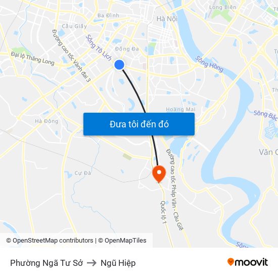 Phường Ngã Tư Sở to Ngũ Hiệp map