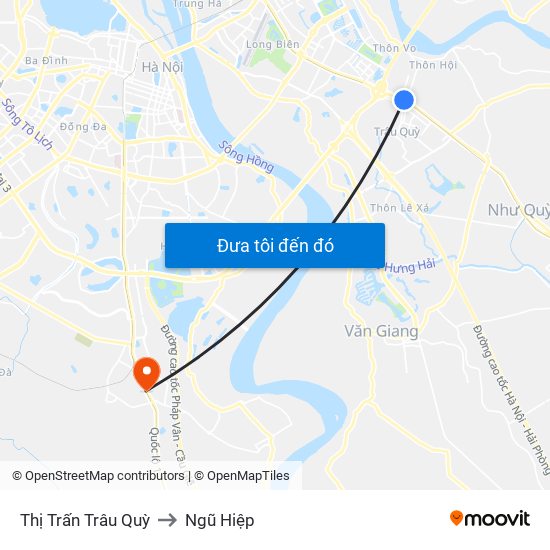 Thị Trấn Trâu Quỳ to Ngũ Hiệp map