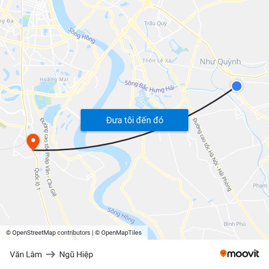 Văn Lâm to Ngũ Hiệp map