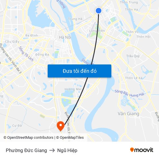 Phường Đức Giang to Ngũ Hiệp map