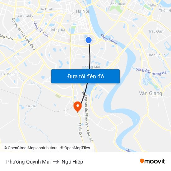 Phường Quỳnh Mai to Ngũ Hiệp map