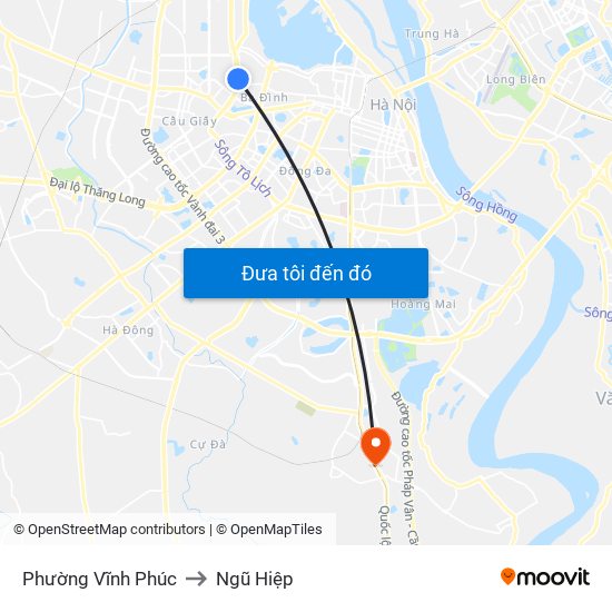 Phường Vĩnh Phúc to Ngũ Hiệp map