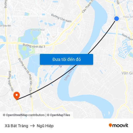 Xã Bát Tràng to Ngũ Hiệp map