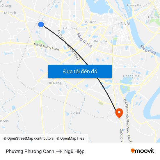 Phường Phương Canh to Ngũ Hiệp map