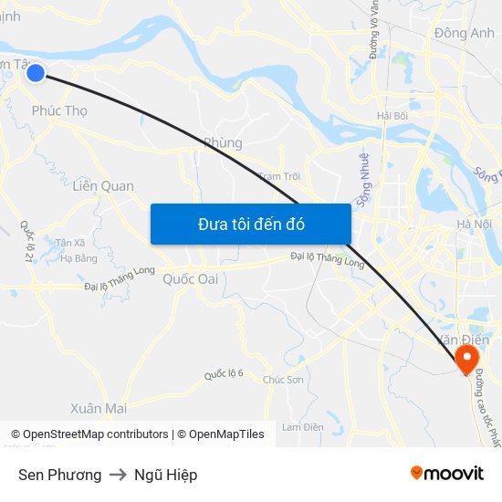 Sen Phương to Ngũ Hiệp map