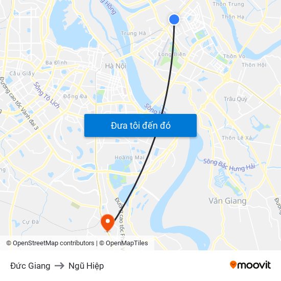 Đức Giang to Ngũ Hiệp map