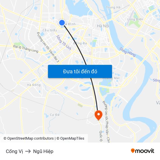 Cống Vị to Ngũ Hiệp map