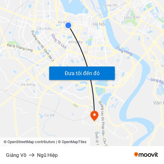 Giảng Võ to Ngũ Hiệp map