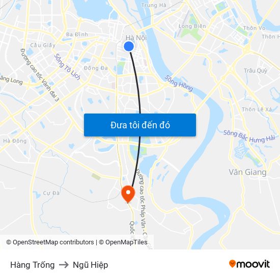 Hàng Trống to Ngũ Hiệp map