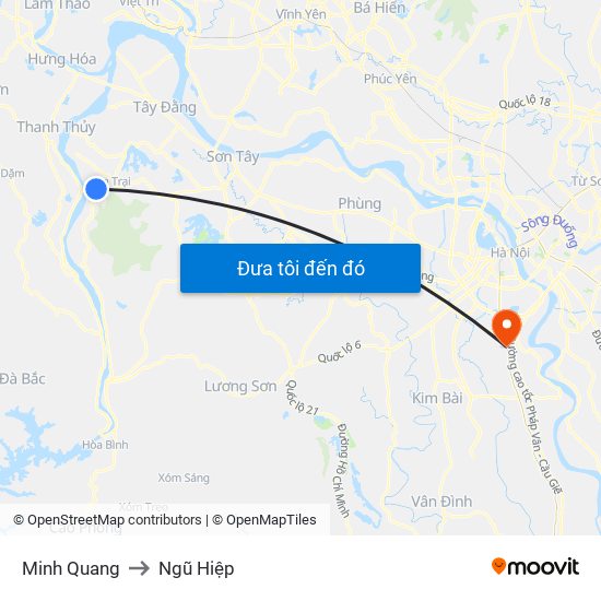 Minh Quang to Ngũ Hiệp map