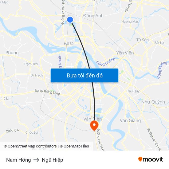 Nam Hồng to Ngũ Hiệp map