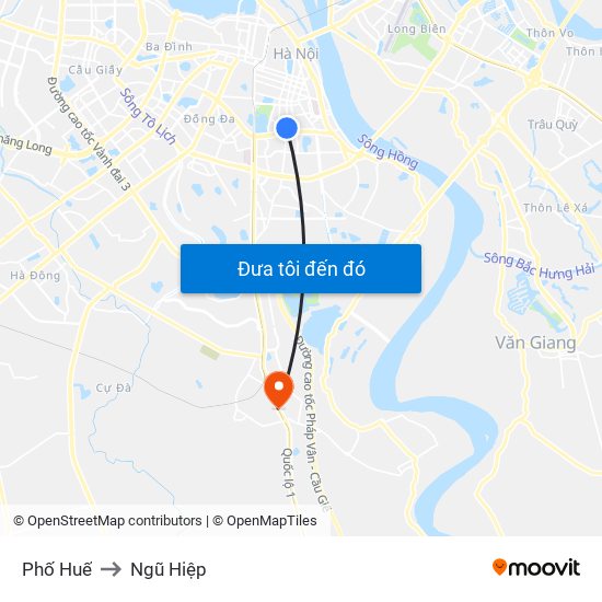 Phố Huế to Ngũ Hiệp map