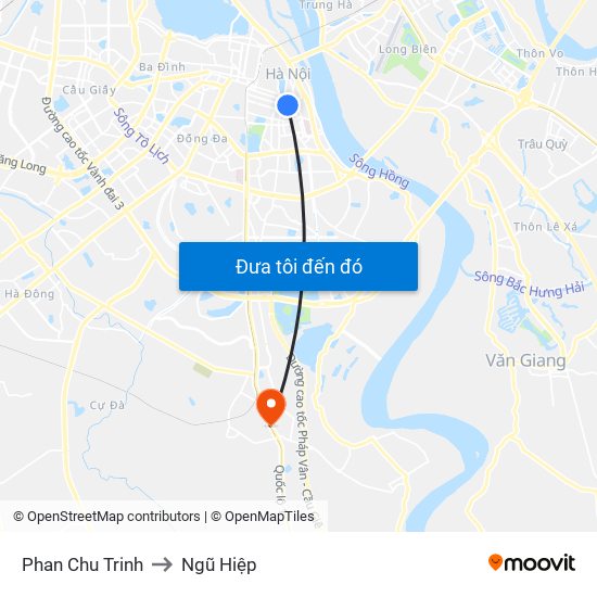 Phan Chu Trinh to Ngũ Hiệp map