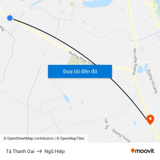 Tả Thanh Oai to Ngũ Hiệp map