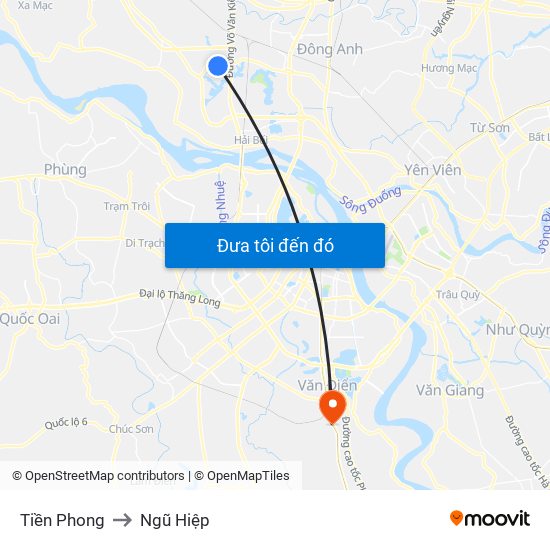 Tiền Phong to Ngũ Hiệp map