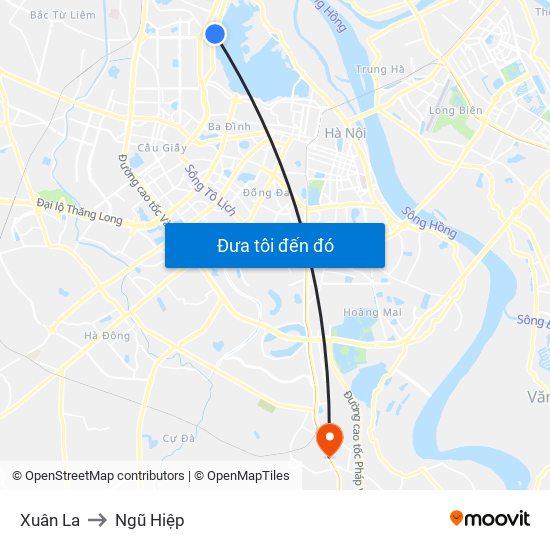 Xuân La to Ngũ Hiệp map