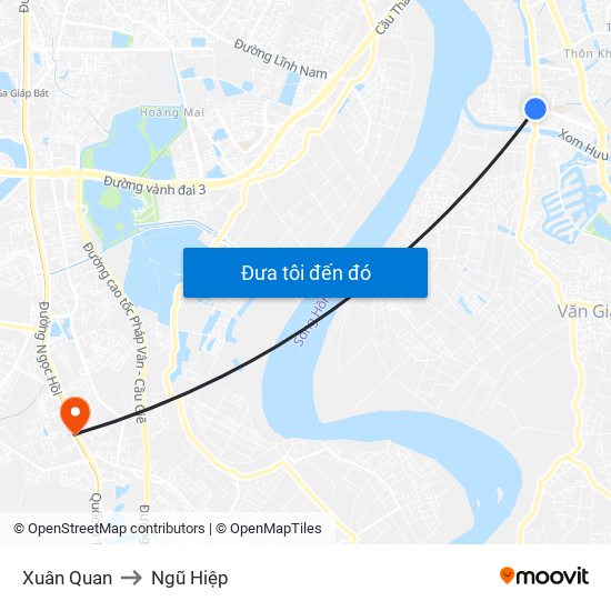 Xuân Quan to Ngũ Hiệp map