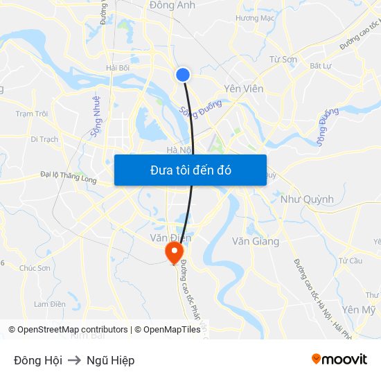 Đông Hội to Ngũ Hiệp map