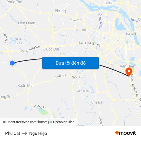 Phú Cát to Ngũ Hiệp map