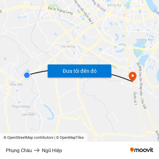 Phụng Châu to Ngũ Hiệp map