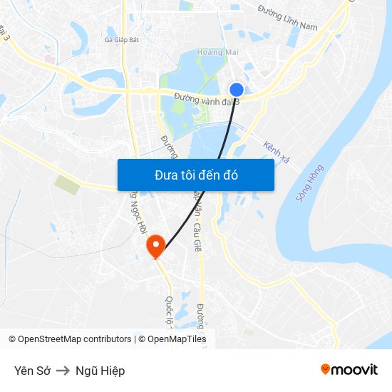 Yên Sở to Ngũ Hiệp map