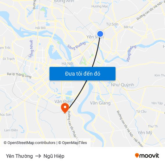 Yên Thường to Ngũ Hiệp map