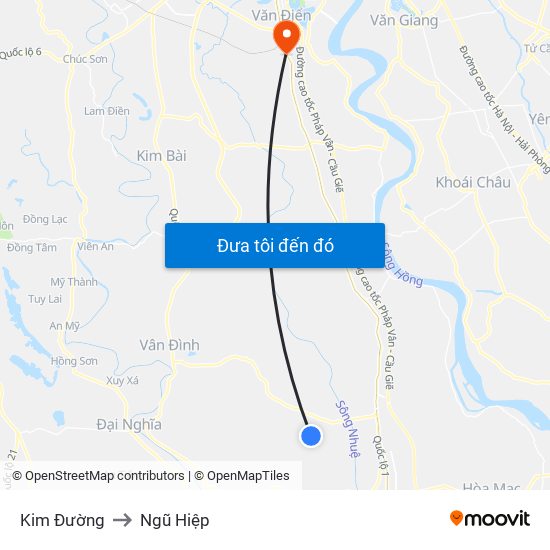 Kim Đường to Ngũ Hiệp map