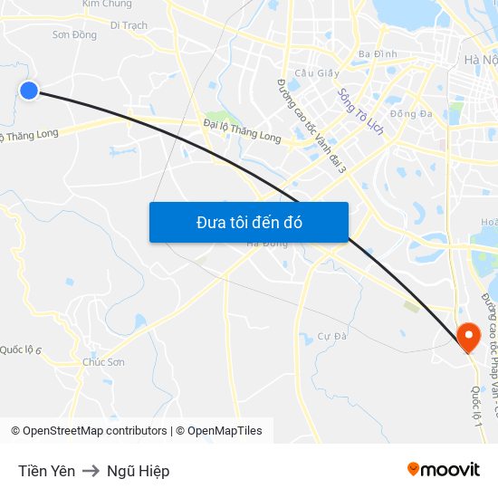 Tiền Yên to Ngũ Hiệp map