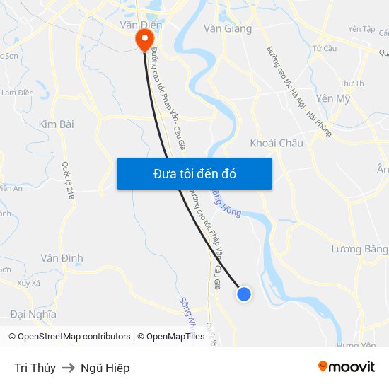 Tri Thủy to Ngũ Hiệp map