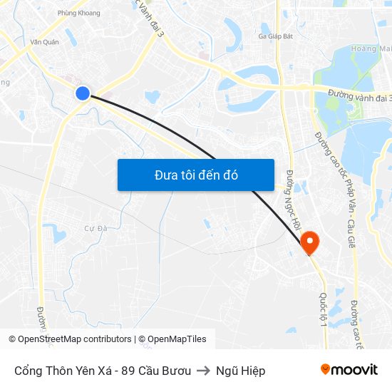 Cổng Thôn Yên Xá - 89 Cầu Bươu to Ngũ Hiệp map