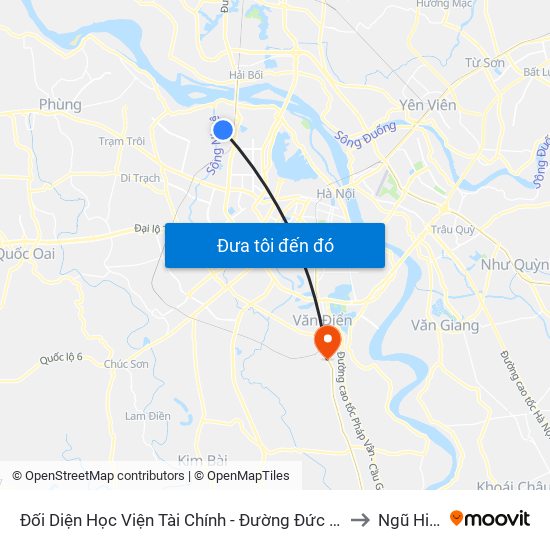 Đối Diện Học Viện Tài Chính - Đường Đức Thắng to Ngũ Hiệp map