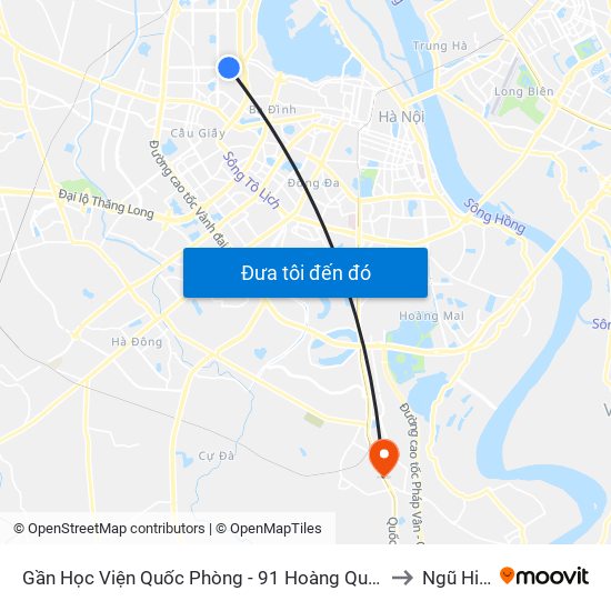 Gần Học Viện Quốc Phòng - 91 Hoàng Quốc Việt to Ngũ Hiệp map