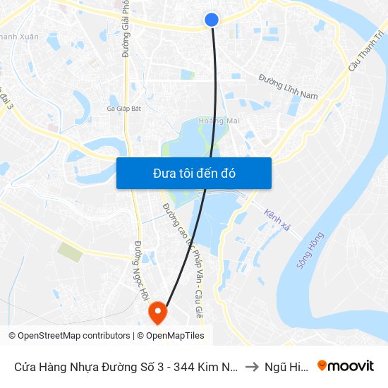 Cửa Hàng Nhựa Đường Số 3 - 344 Kim Ngưu to Ngũ Hiệp map