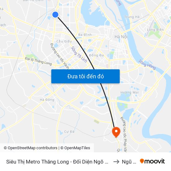 Siêu Thị Metro Thăng Long - Đối Diện Ngõ 599 Phạm Văn Đồng to Ngũ Hiệp map