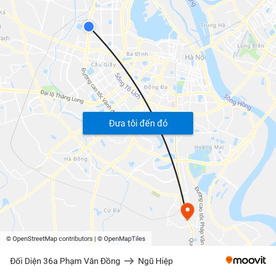 Đối Diện 36a Phạm Văn Đồng to Ngũ Hiệp map