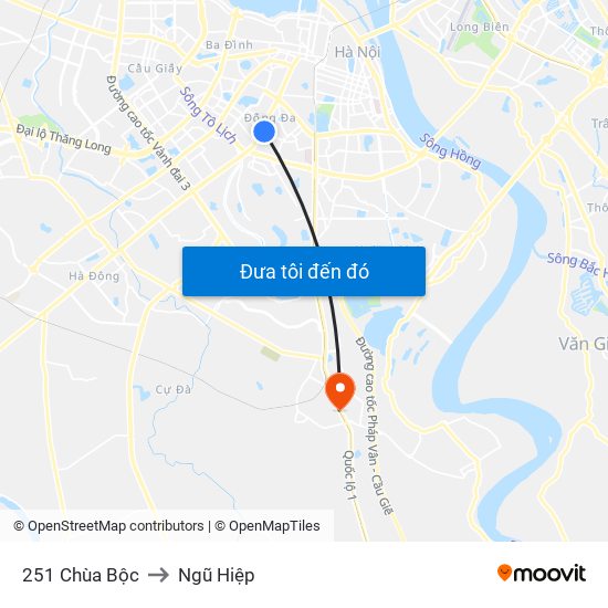 251 Chùa Bộc to Ngũ Hiệp map