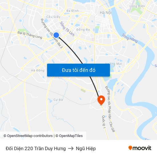 Đối Diện 220 Trần Duy Hưng to Ngũ Hiệp map