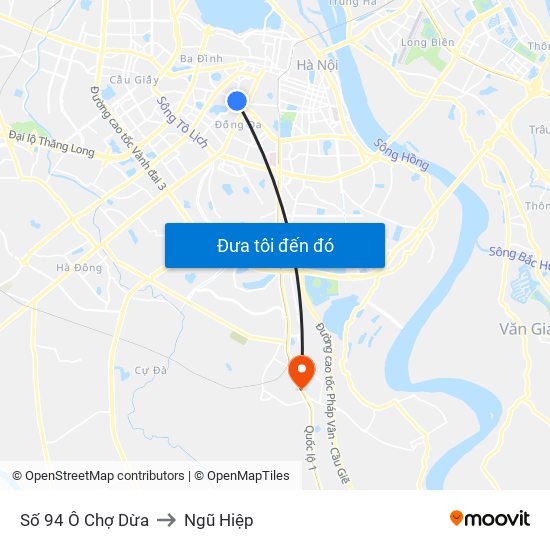 Số 94 Ô Chợ Dừa to Ngũ Hiệp map