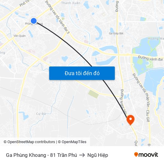 Ga Phùng Khoang - 81 Trần Phú to Ngũ Hiệp map