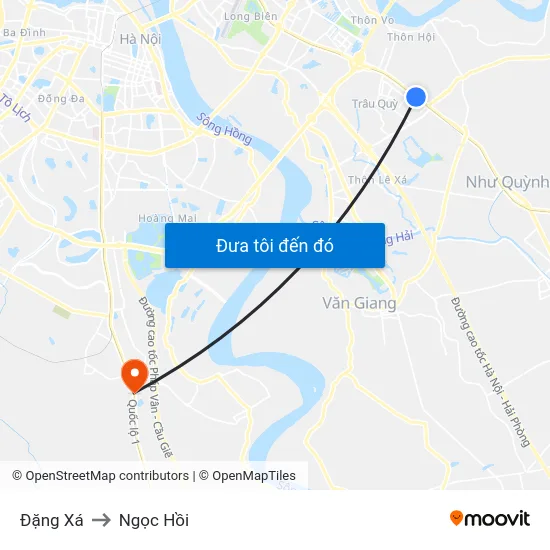 Đặng Xá to Ngọc Hồi map