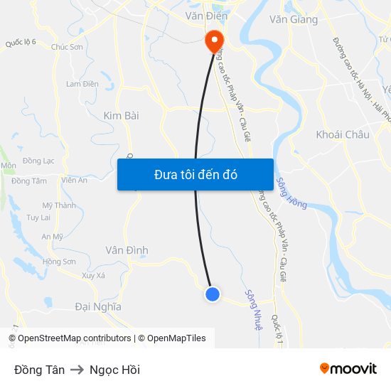 Đồng Tân to Ngọc Hồi map