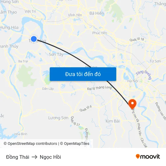 Đồng Thái to Ngọc Hồi map