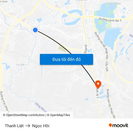 Thanh Liệt to Ngọc Hồi map
