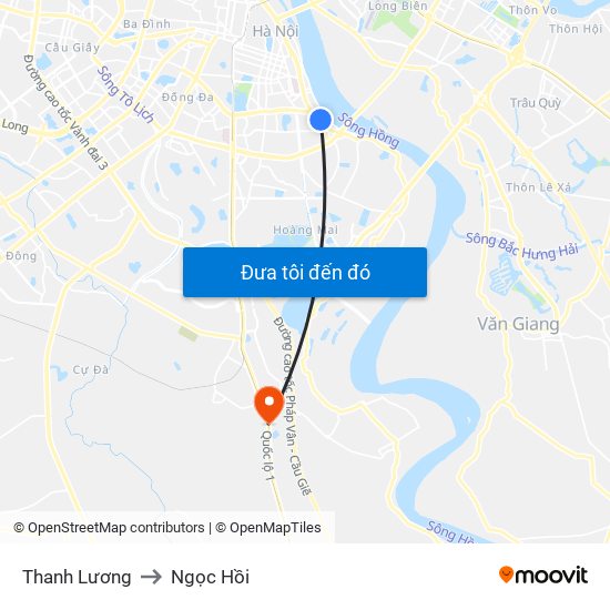 Thanh Lương to Ngọc Hồi map