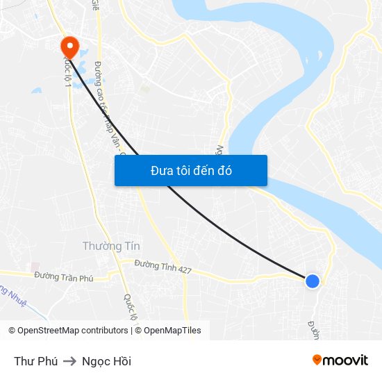 Thư Phú to Ngọc Hồi map